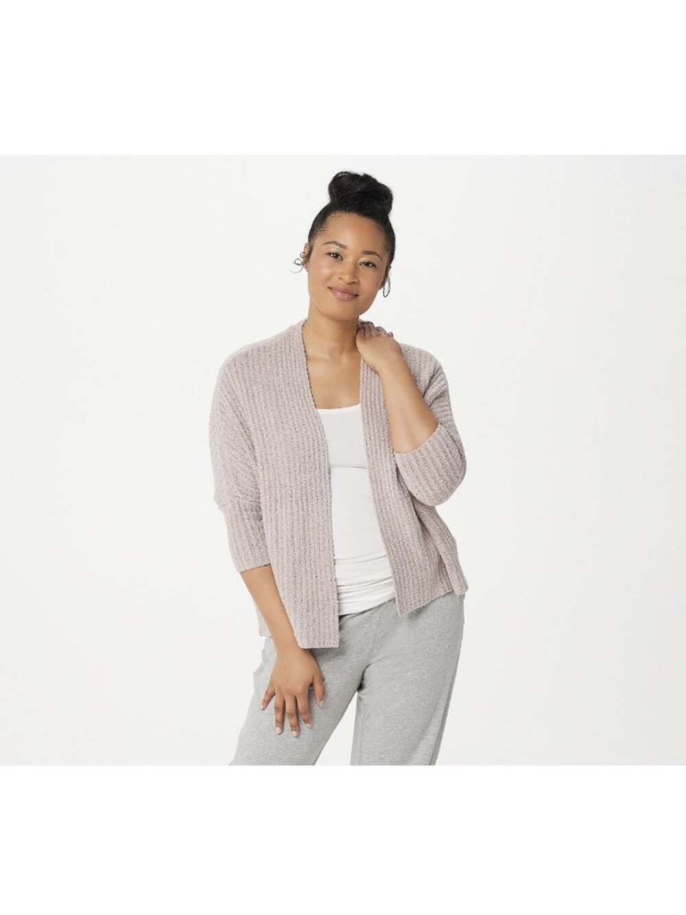 Barefoot Dreams CozyChic Lite Ribbed Shrug Cardi Sweater Faded Rose 2X NWT